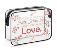 Christian Makeup Bag Bible Verse Toiletry Pouch Religious Gifts for Women Christmas Birthday Gifts for Wife Sister Daughter Mom Grandma Clear Cosmetic Bag Scripture Christian Gifts Inspirational Gift