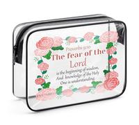 Christian Makeup Bag Religious Gifts for Women Bible Verse Scripture Clear Cosmetic Bag Inspirational Gifts for Friend Co-Worker Employee Christmas Birthday Gifts Travel Zipper Toiletry Pouch
