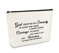 Christian Makeup Bag Serenity Prayer Gift Inspirational Gift for Women Cosmetic Bag Sobriety Addiction Recovery AA Gifts Religious Gift for Her Encouragement Motivational Gift Travel Toiletry Pouch