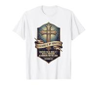 Christian Man Teacher Teaching is My Ministry Bible Quote Value Graphic T-Shirt, Men, White, S