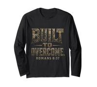 Christian Men Built to Overcome Romans 8:37 Faith Gift Long Sleeve T-Shirt