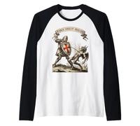Christian Men Faith Conquers Evil Templar Knight Bible Armor Raglan Baseball Tee