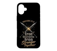 Christian Men Iron Sharpens Iron Stronger Together Gift Case for iPhone 16 Plus