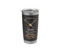Christian Men Iron Sharpens Iron Stronger Together Gift Stainless Steel Insulated Tumbler