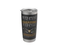 Christian Men Iron Sharpens Iron Stronger Together Gift Stainless Steel Insulated Tumbler