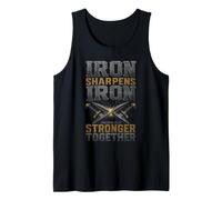 Christian Men Iron Sharpens Iron Stronger Together Gift Tank Top