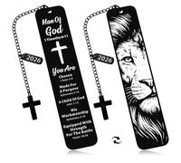 Christian Metal Bookmark Man of God, Bible Christian Religious Bookmarks, Double Side Scripture Bookmarks with Inspirational Lion Verse Father's Day Presents, Church Gifts Easter for Pastor Men