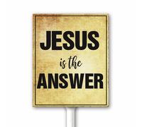 Christian Metal Outdoor Winter Decor Jesus Is The Answer Sign Religious Yard Stake 18x22 CM Xmas Holiday Outside Decoration for Garden Lawn Patio Rust Free Aluminum Plaque