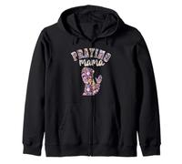 Christian Mom Floral Graphic - Praying Mama with Botanical D Zip Hoodie