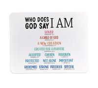 Christian Mouse Pad, Cute Small Bible Verse Mouse Pads for Desk, God Says I am Scripture Non-Slip Rubber Base Mouse Pad for Laptop Office Computer, Christian Gifts for Women,11.8"x9.8"
