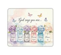 Christian Mouse Pad, God Says You are Mousepad with Stitched Edge Non-Slip Base, Motivational Office Mouse Mat, Bible Verse Desk Mouse Pad for Computers Laptop Office Desk Accessories, 9.5X7.9 inches