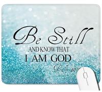 Christian Mouse Pad with Stitched Edge - Be Still and Know That I Am God Psalm 46:11 - Inspirational Religious Desk Accessory - Non-Slip Rubber Base - Purple Design