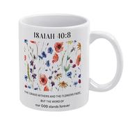 Christian Mug,Isaiah 40:8 Mug, Bible Verse Decor Art, Church Mug Funny Coffee Mug,Man Cave Prints,The Best Gift for Colleagues, Parents, and Grandparents, 110z Men and Women