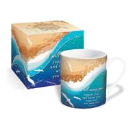 Christian Mug with Gift Box, Footprints, Bible Verse Isaiah 46:4