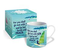 Christian Mug with Gift Box, Go Out with Joy, Bible Verse Isaiah 55:12
