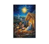 Christian Mural - The Nativity- Holy Night of Salvation Modern Hanging Wall Decor - Artistic Mural Print08x12inch(20x30cm)