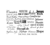 Christian Names of God Jesus Wall Decal and He Shall Be Called - I AM Bible Verse Words of God-S-38x56cm-Black