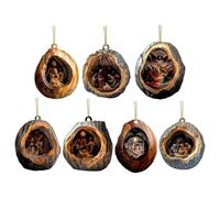 Christian Nativity Ornaments - Acrylic 2.95in 7 Piece 2D Flat Pendants, Hangable Religious Scene Set, Lightweight Holiday Decor | Spiritual Christmas Tree Hanging for Mantel Window Wall Study Garden B