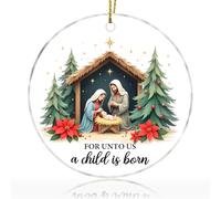 Christian Nativity Ornaments Birth of Jesus, Unto Us a Child is Born Ornament Holiday Christmas Tree Decorations