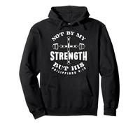Christian Not By My Strength Bible Cross Gym Workout Fitness Pullover Hoodie