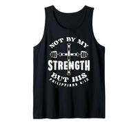 Christian Not by My Strength Bible Cross Gym Workout Fitness Tank Top