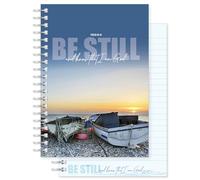 Christian Notebook, Be Still, softback notebook A5 lined, with Psalm 46:10 Bible verse. Perfect as a Bible Study Journal or Christian Gift, by Just Cards Direct