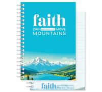 Christian Notebook, Faith, softback notebook A5 lined, with Matthew 17:20 Bible verse. Perfect as a Bible Study Journal or Christian Gift, by Just Cards Direct