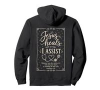 Christian Nurse Faith Quote Jesus Heals I Assist Message Pullover Hoodie