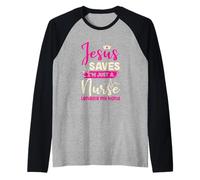Christian Nurse Jesus Saves I’m Just A Nurse Lending My Hand Raglan Baseball Tee