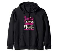 Christian Nurse Jesus Saves I’m Just A Nurse Lending My Hand Zip Hoodie