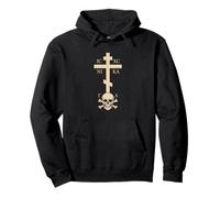 Christian Orthodox Cross IC XC NIKA Skull Memento Mori Faith Pullover Hoodie