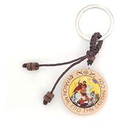 Christian Orthodox Greek Religious Keyring with Wood Saint George Icon