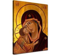 Christian Orthodox Icon Canvas Print Virgin Mary and Jesus Wall Art Wall Decor Mother of God Byzantine Picture Painting for Home Bedroom Decoration Poster with Frame Ready to Hang(12''Wx16''H)