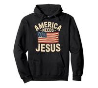 Christian Patriot America Needs Jesus Flag Pullover Hoodie
