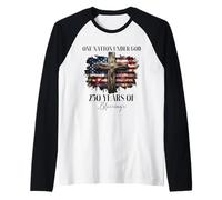 Christian Patriot One Nation Under God Flag Cross 250 Raglan Baseball Tee