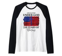 Christian Patriot One Nation Under God Flag Cross 250 Raglan Baseball Tee