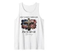 Christian Patriot One Nation Under God Flag Cross 250 Tank Top