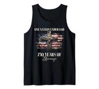 Christian Patriot One Nation Under God Flag Cross 250 Tank Top