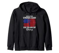 Christian Patriot One Nation Under God Flag Cross 250 Zip Hoodie