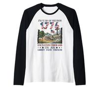 Christian Patriotic 250 Years Freedom Liberty Faith Raglan Baseball Tee