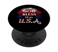 Christian Patriotic God Bless The USA Flag & Fireworks PopSockets Adhesive PopGrip