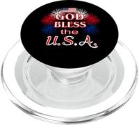 Christian Patriotic God Bless The USA Flag & Fireworks PopSockets PopGrip for MagSafe