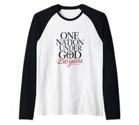 Christian Patriotic One Nation Under God 250 Year Anniversa Raglan Baseball Tee
