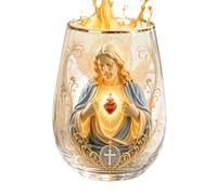 Christian Patterned Coffee Mugs For Women | Ergonomic Non-Slip Jesus Glass 400ml | Floral Pattern Coffee Cups | Whisky Tea Beer Home Bar Party Birthday Meeting Table