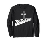 Christian Piano Cross Worship Musician Faith Pianist Long Sleeve T-Shirt
