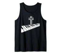 Christian Piano Cross Worship Musician Faith Pianist Tank Top