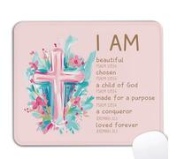 Christian Pink Mouse Pad - Inspirational Christian Office Desk Decor Accessories, Waterproof Non-Slip Rubber Base Bible Verse Mousepad for Wireless Mouse 11.8" x 9.8"