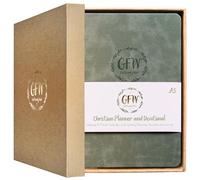 Christian Planner and Devotional with Gift Box - Undated 12 Month Calendar with Weekly Planning, Devotional and Journal - Beautiful Vegan Leather Cover - GFW Life Premium A5 2025 Planners