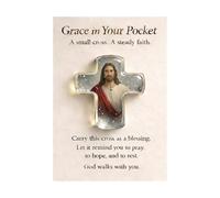 Christian Pocket Cross - Grace in Your Pocket Acrylic Crucifix | Portable 2D Keepsake for Easter Spiritual Seekers Adults Men Women Home Travel Church Family Coworkers and Daily Prayer Meditation