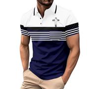 Christian Polo Shirts for Men Casual Performance Short Sleeve Golf Cross Shirt Regular Fit Stretchy Athletic Gym Pullover, Dark Blue, XXL